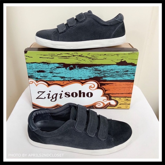 ZIGI SOHO CHARCOAL SUEDE LACELESS SNEAKERS A3C - Picture 4 of 8